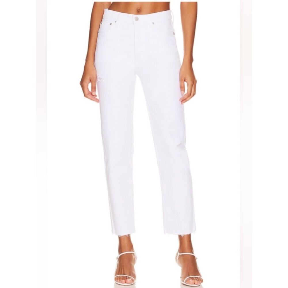 NWT PISTOLA Charlie High Rise Classic Straight raw hem distressed denim jeans 32 - Picture 3 of 8